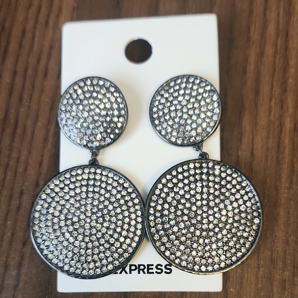 Express Glittering Silver Statement  Earrings